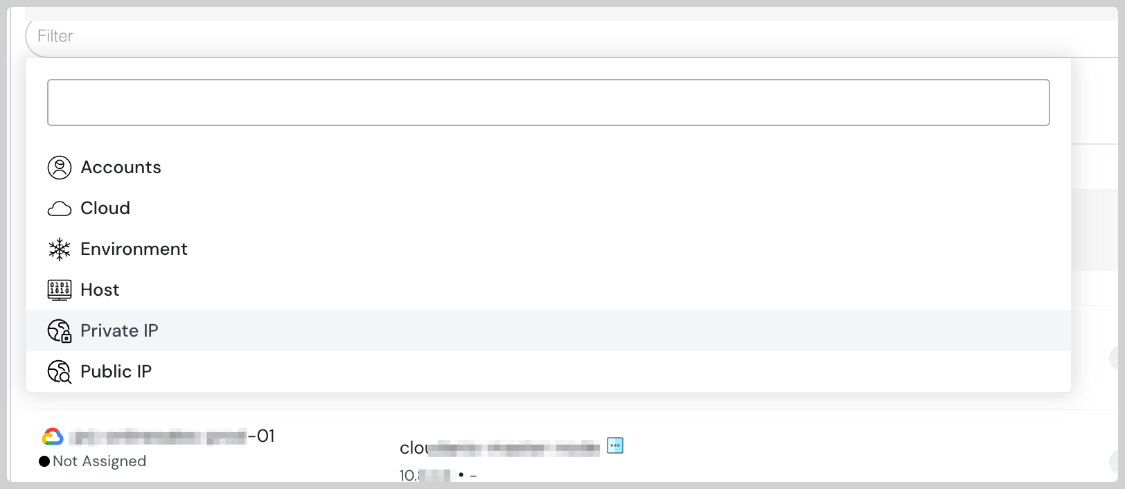 Cloudanix filter dashboard